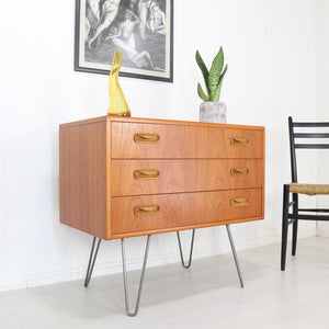 G plan Fresco Teak Chest of Drawers on Hairpin Legs - teakyfinders