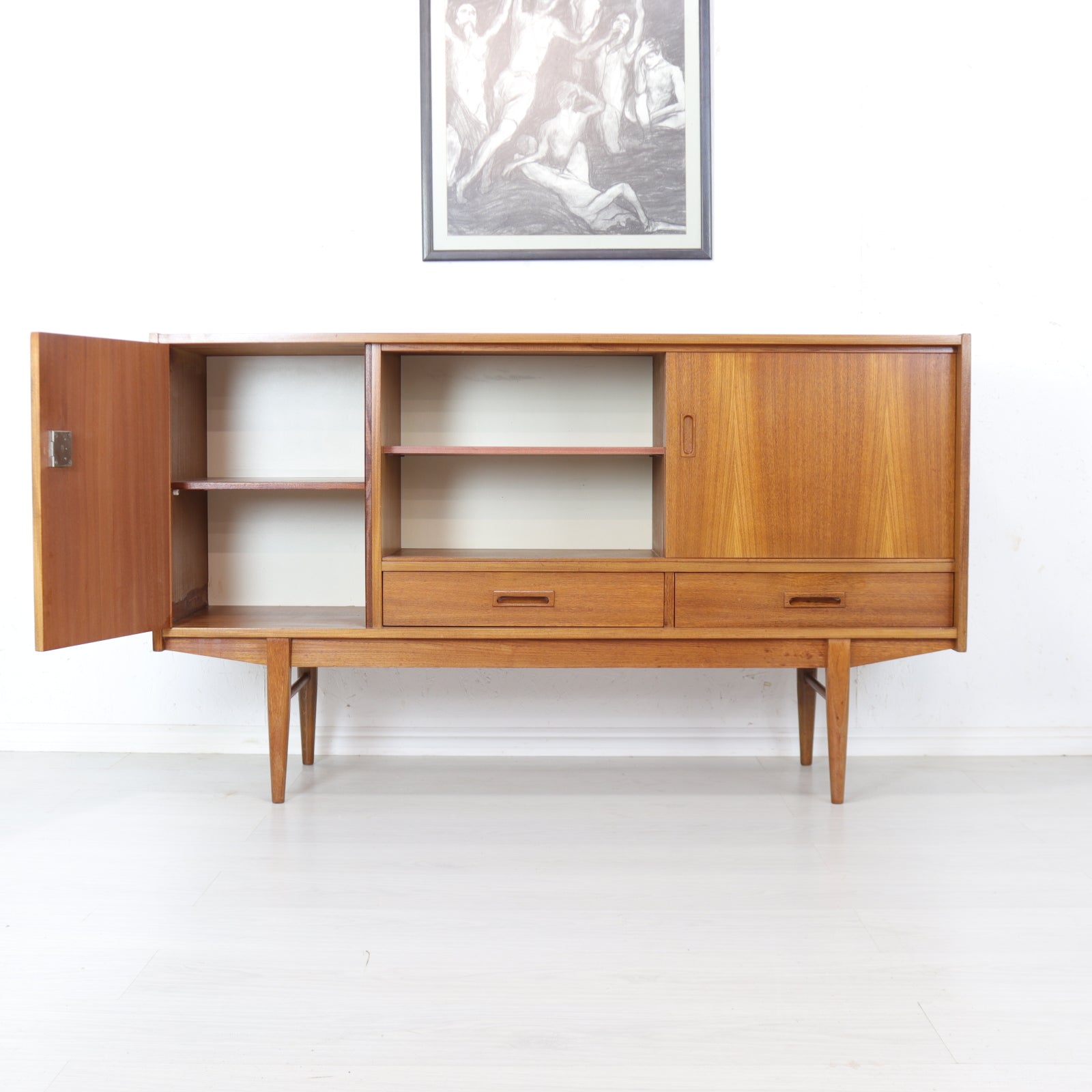 Danish Teak Sideboard with Sliding Doors - teakyfinders