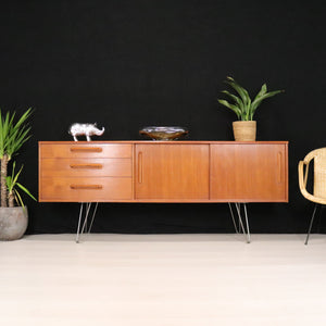 Jentique Teak Sideboard on Hairpin Legs Vintage Retro Furniture - teakyfinders