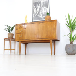 Retro Small Teak and Mahogany Drinks Cabinet Sideboard Greaves and Thomas - teakyfinders