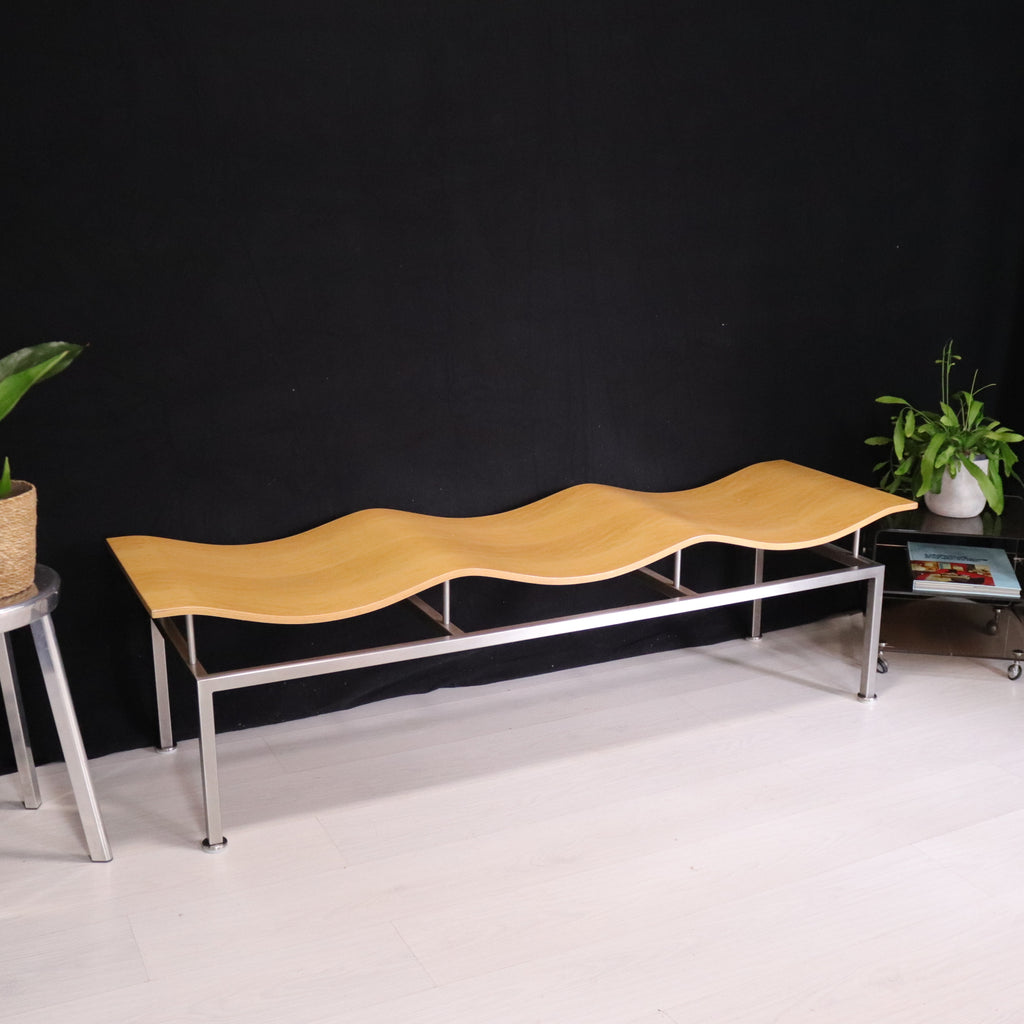 Allermuir Funky Library Wavy Plywood Bench - teakyfinders