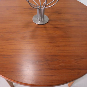 Danish Beech and Teak Round Circular Extending Dining Table - teakyfinders