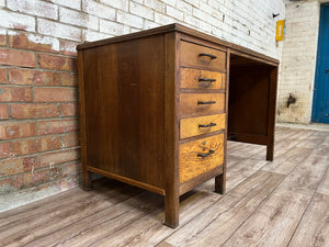 Vintage Crown Services Oak Industrial Desk RAF Staverton - teakyfinders