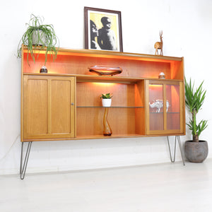 Nathan Furniture Teak Display Cabinet on Hairpin Legs - teakyfinders