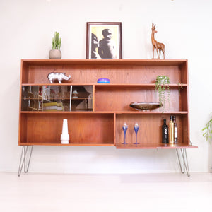 Large Danish Teak Display Unit on Hairpin Legs - teakyfinders