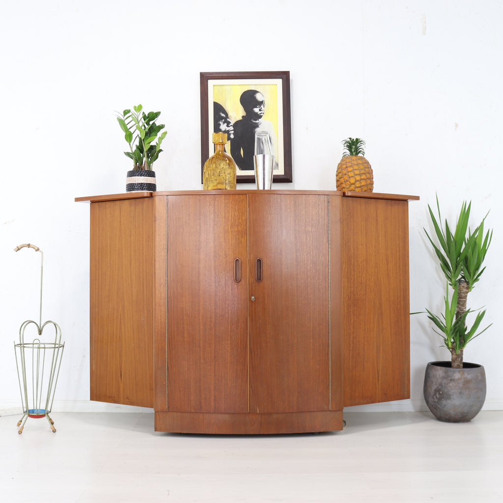 Turnidge of London Fold Out Teak Drinks Bar - teakyfinders