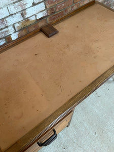 Vintage Crown Services Oak Industrial Desk RAF Staverton - teakyfinders