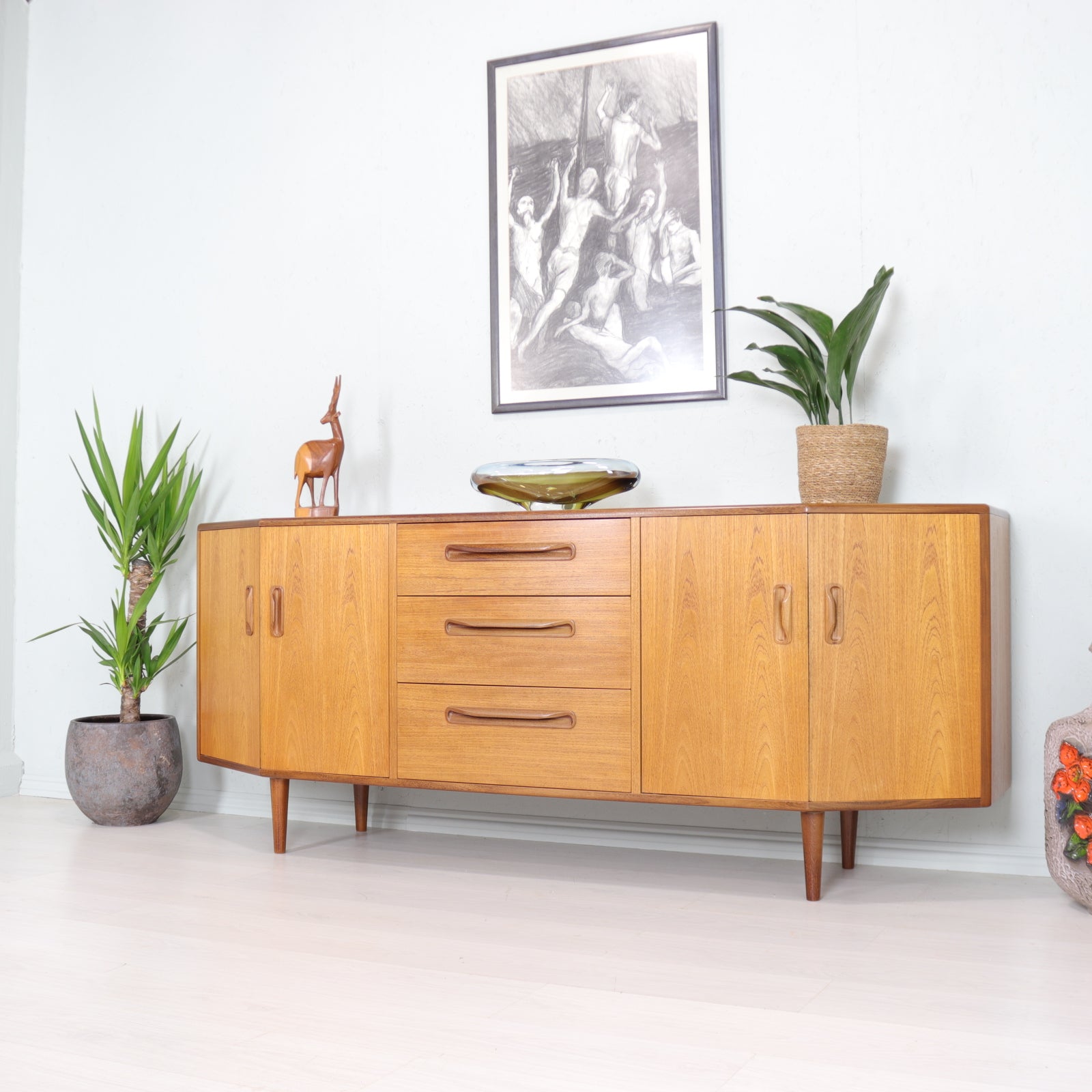 Vintage G Plan Fresco Range Teak Angled Retro Sideboard - teakyfinders