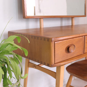 Ercol Rare Blonde Dressing Table with Mirror - teakyfinders