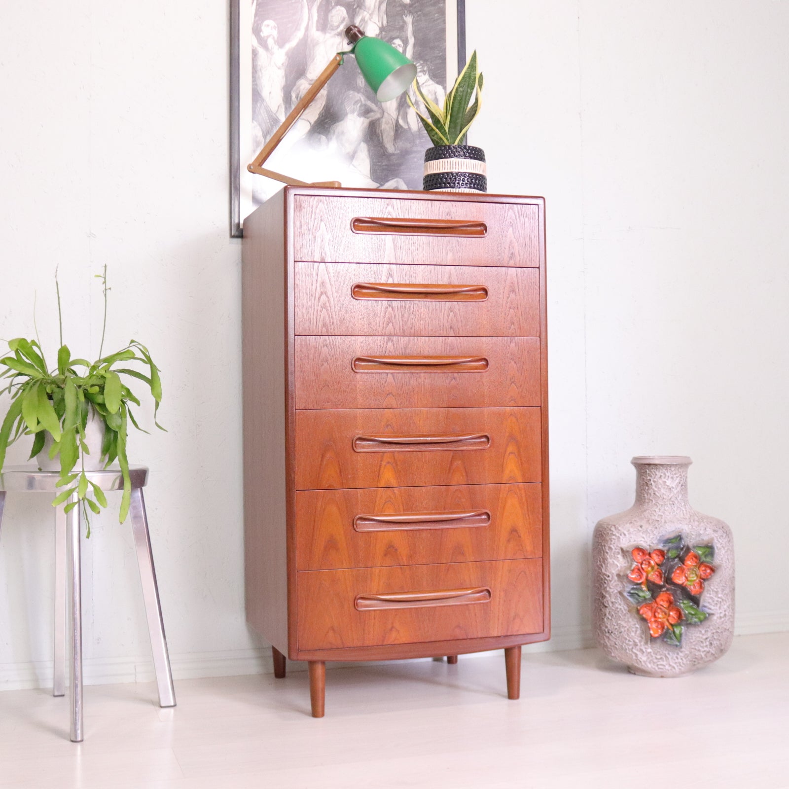 G Plan Fresco Tallboy 6 Teak Chest of Drawers - teakyfinders